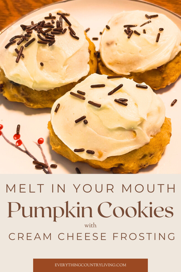 Pumpkin cookies with cream cheese frosting