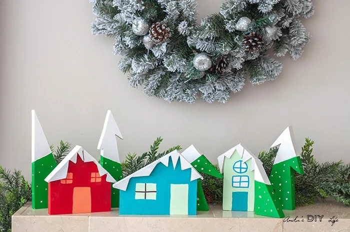 wood decorative houses for christmas