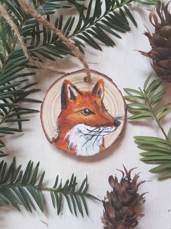 fox wood ornament