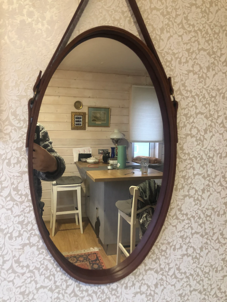 western bathroom ideas leather mirror