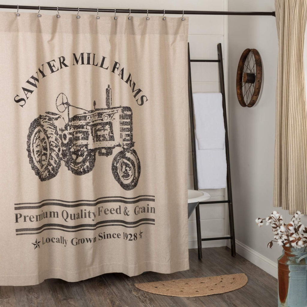 rustic bathroom decor shower curtains with tractor
