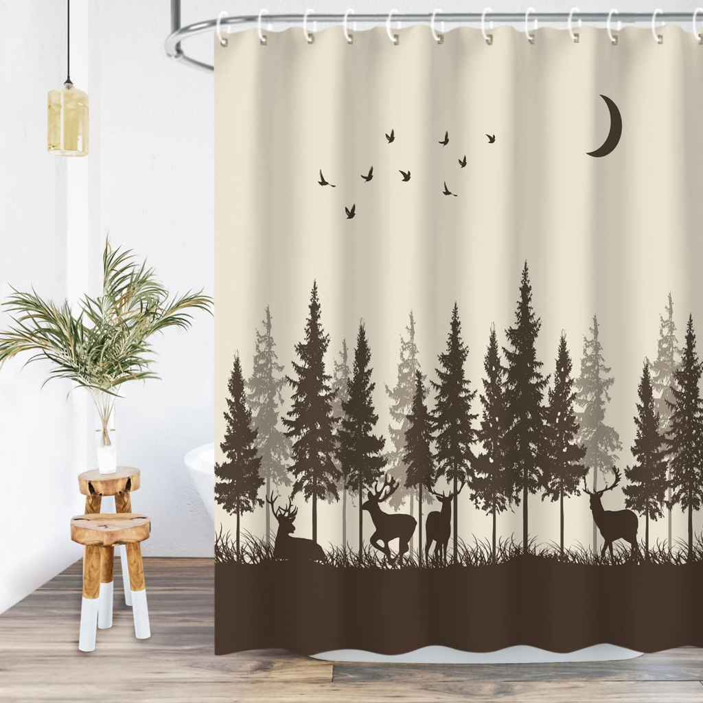 Shower curtains with deer