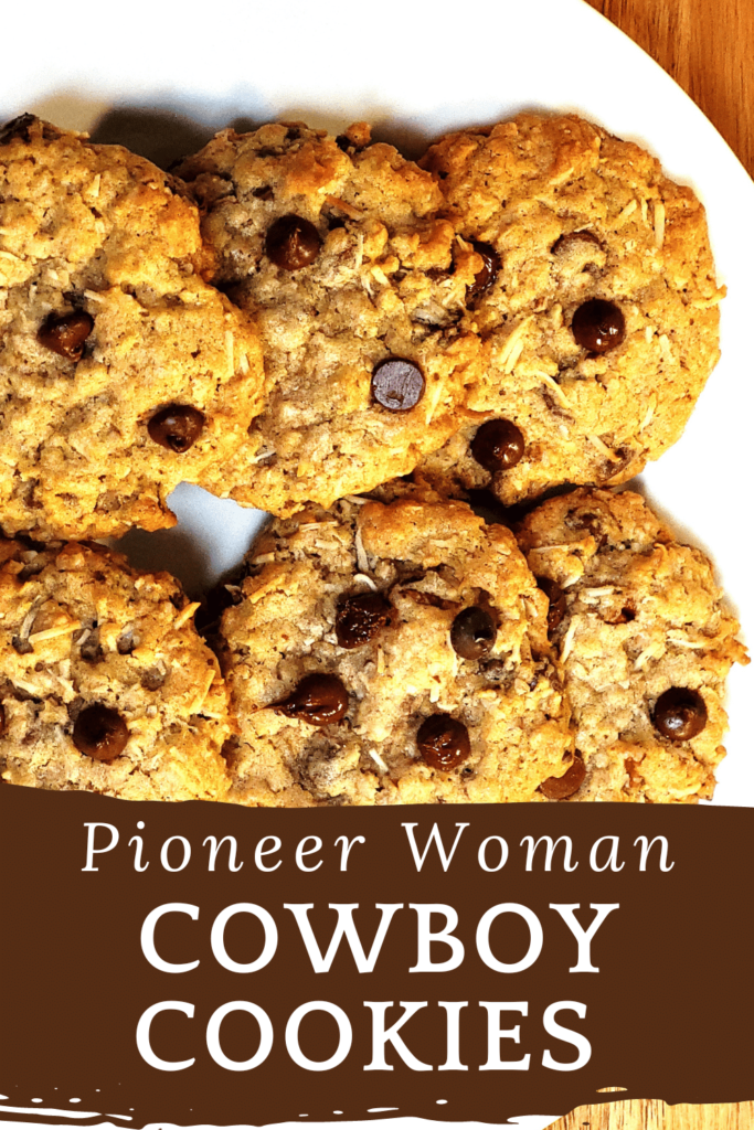 Pioneer Woman cowboy cookies Pinterest pin reads pioneer woman cowboy cookies