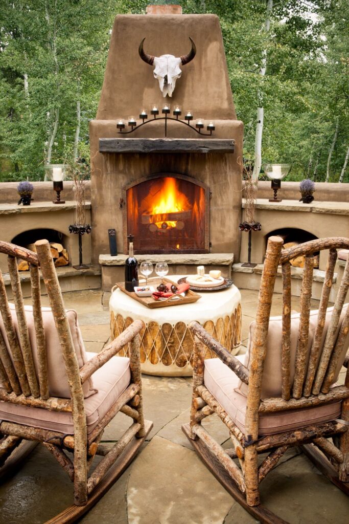 western outdoor decorating ideas. Picture of  fireplace