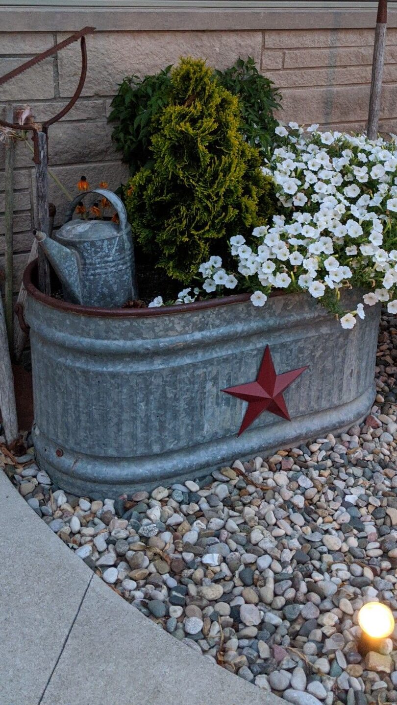 western outdoor decorating ideas PICTURE OF TROUGH PLANTER