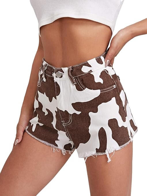 cute cowgirl outfits with  cow print shorts