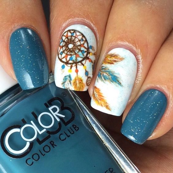 boho nail designs with dreamcatcher