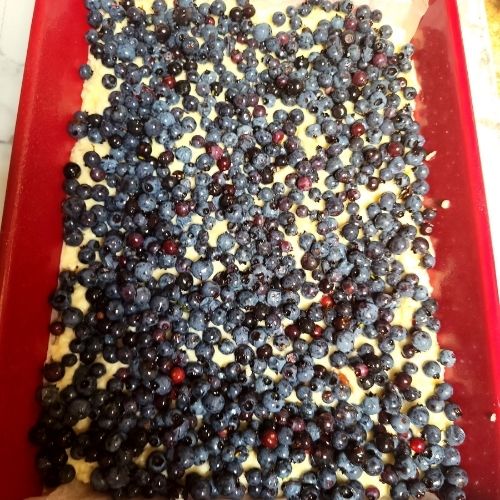 cake with blueberries on top