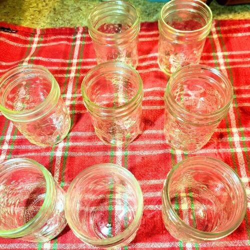 canning jars on a tea towel 