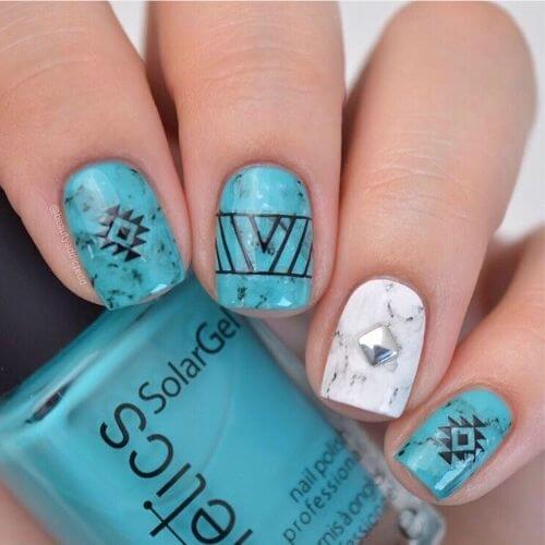  Turquoise Aztec Western Nail Designs