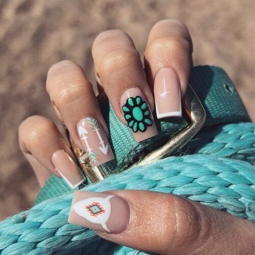  Turquoise arrow nails