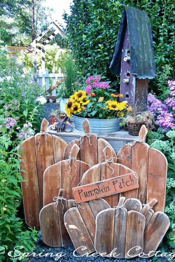 rustic wooden pumpkins