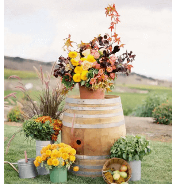 wine barrel  DIY fall yard decor ideas