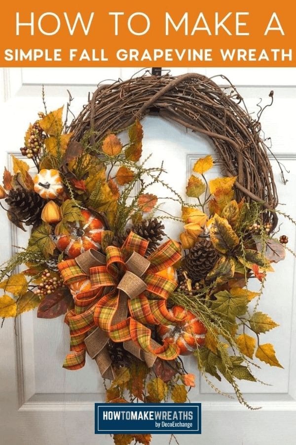 grapevine wreath with fall leaves