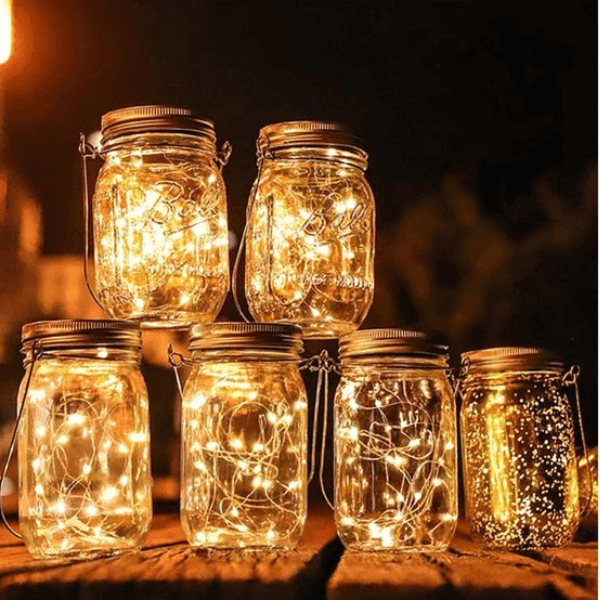 mason jars and fairy lights