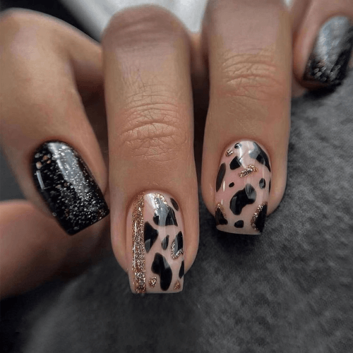 Cow print western nails