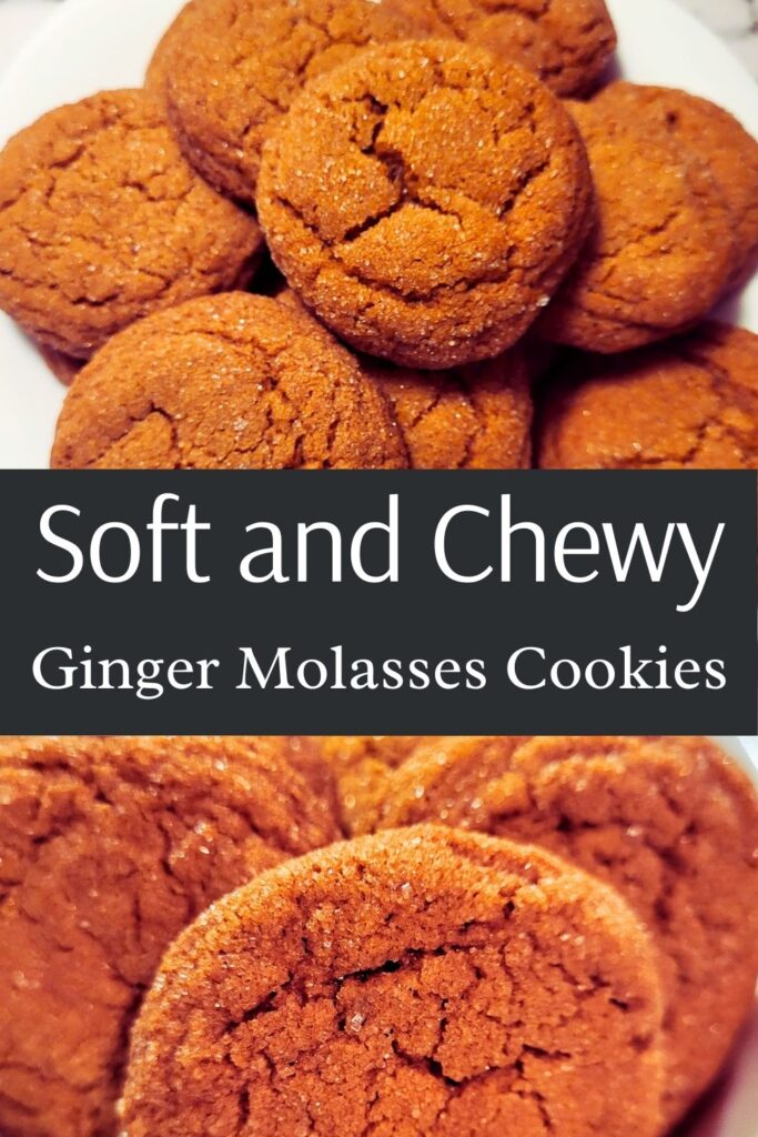 ginger molasses cookies on a pinterest pin