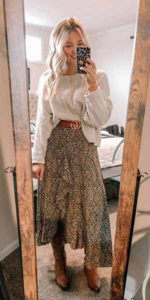 skirt and sweater Cozy Western Winter Outfit